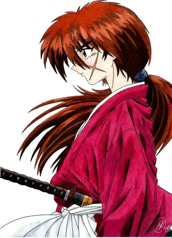 Kenshin Himura, tokoh utama dalam anime Rurouni Kenshin Gambar Kenshin Himura