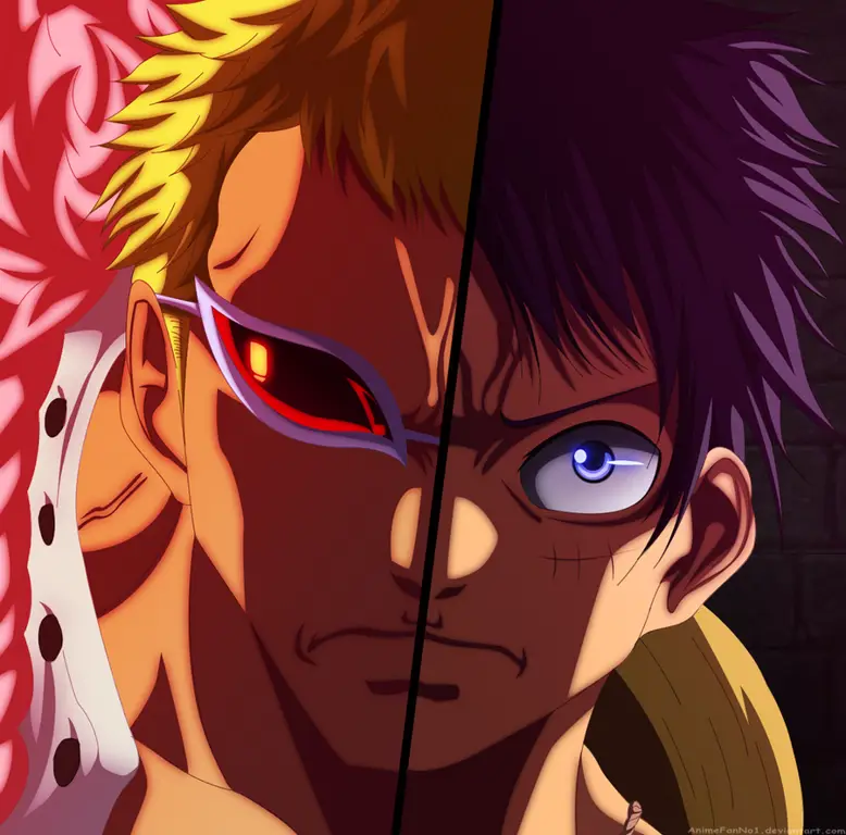 Karakter Anime dalam Aksi Karakter anime sedang bertarung