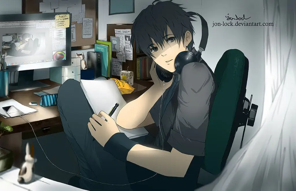 Kenyamanan Nonton Anime di Laptop Seseorang sedang menonton anime di laptop