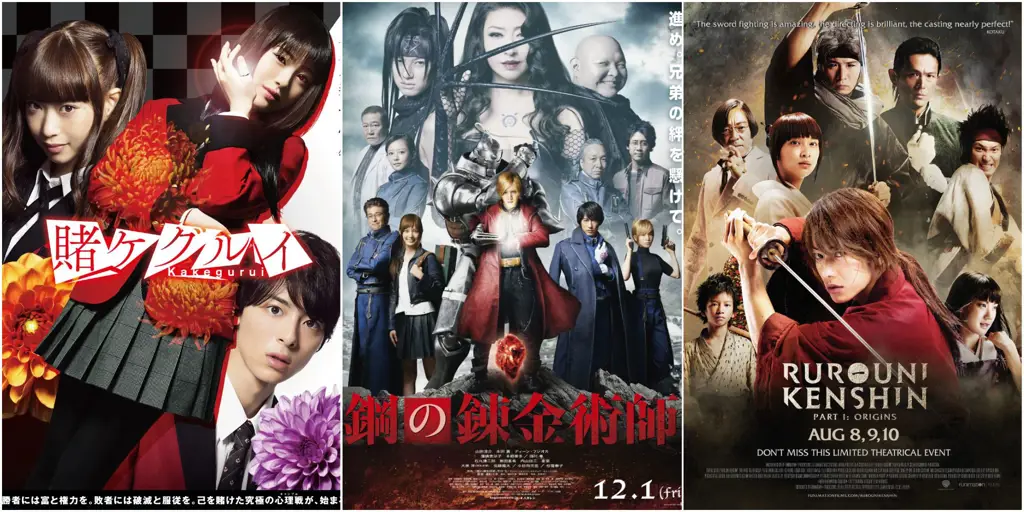 Perbandingan visual antara anime dan live action Gambar perbandingan visual anime dan live action
