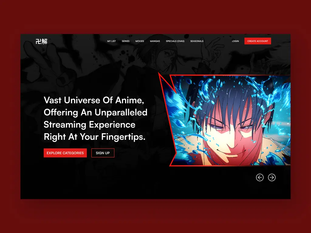 Contoh antarmuka situs streaming anime Antarmuka situs streaming anime
